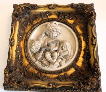 Spelende kinderen - Enrico Braga - Plaquette - Marmer