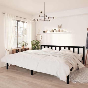 vidaXL Bedframe massief grenenhout zwart 200x200 cm, Verzenden, Zwart, Overige maten, 200 cm