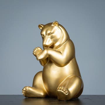 Figuur - Goudkleurige beer - polystone