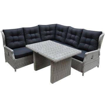 Ibiza hoek dining loungeset 4-delig verstelbaar wit grijs, Tuin en Terras, Ophalen of Verzenden, Nieuw, Wicker
