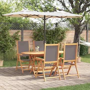 vidaXL Tuin eettafelset 5 pcs Antraciet Massief Acaciahout, Verzenden, Nieuw, 5 zitplaatsen