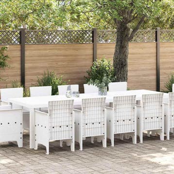 vidaXL Tuin Eetset 13 st Wit en lichtgrijs Poly rattan en, Verzenden, Nieuw, 3 zitplaatsen