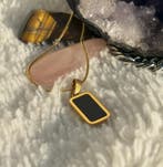 No-Fade Goud-Stijl Zwarte Onyx en Witte Marmer Hangerketting, Overige materialen, Overige voorstellingen, Nieuw, Ophalen of Verzenden