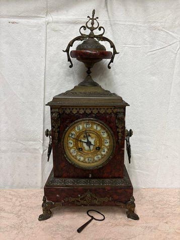 Pendule - Marmer, Brons - 1850-1900, Antiek en Kunst, Antiek | Klokken