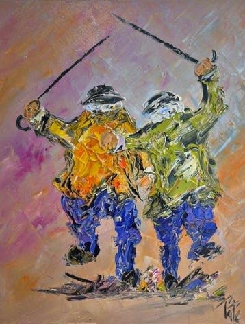 Laurent Pate (1970) - Avec pierrot, Antiek en Kunst, Kunst | Schilderijen | Modern