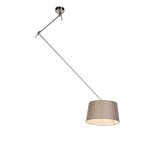 Hanglamp staal met linnen kap taupe 35 cm  - Blitz, Verzenden, Nieuw, Country-rustic