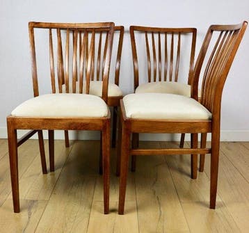 Lounge stoel - Beuken - Set van vier antieke stoelen