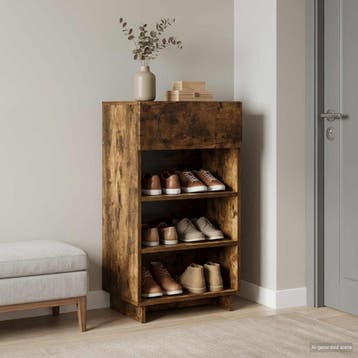 vidaXL Schoenenkast 48 x 38 x 87,5 cm Bewerkt hout Gerookt, Verzenden, Nieuw