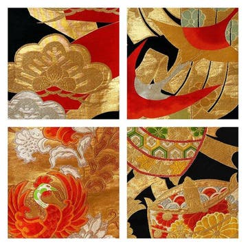 Vier uitmuntende Japanse Fukuro-Obi - 1950–1960