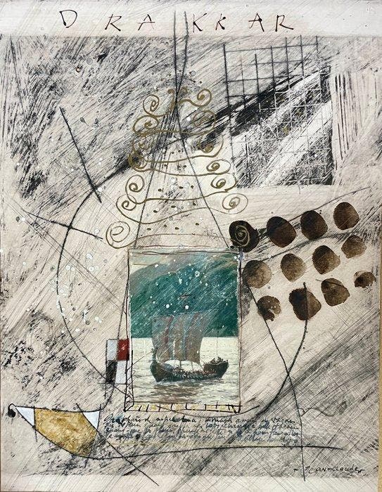 Jean-Claude Quillet (1957) - Drakkar, Antiek en Kunst, Kunst | Schilderijen | Klassiek