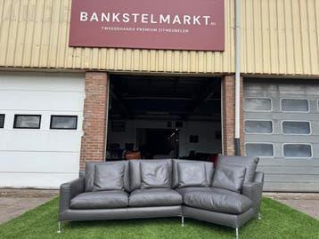 B&B Italia Charles Large bank grijs design leren bankstel, Design, Driepersoons, Rechte bank, Leer