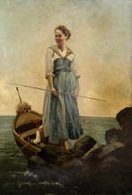 Scuola europea (XIX-XX) - Pescatori in mezzo al mare