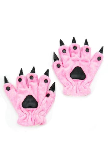 KIMU® Klauwen Handschoenen Roze Pluche Handschoen Nagels Die, Ophalen of Verzenden, Nieuw, Feestartikel, Carnaval