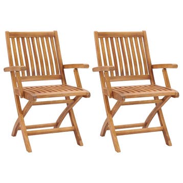 vidaXL Opklapbare stoelen, 2 stuks, massief teakhout, Verzenden, Nieuw, Teakhout