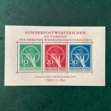 Berlijn 1949 - Geldhervormingsblok - einwandfei gekeurd, Gestempeld