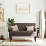 vidaXL Bankje met rugleuning 120x62x75,5 cm stof donkerbruin, Huis en Inrichting, Banken | Bankstellen, Verzenden, Nieuw, Stof
