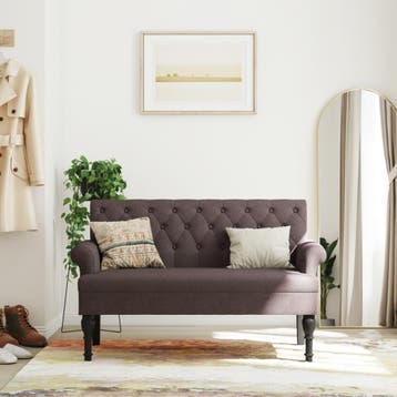 vidaXL Bankje met rugleuning 120x62x75,5 cm stof donkerbruin, Huis en Inrichting, Banken | Bankstellen, Verzenden, Nieuw, Stof