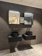 Set 2 badmeubelen mat zwart met waskom VT wonen - 0032, Ophalen, Nieuw, 50 tot 100 cm, Wastafelkast