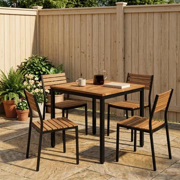 vidaXL Tuindiner tafel Naturel en Zwart 70 x 68,5 x 75 cm, Verzenden, Nieuw