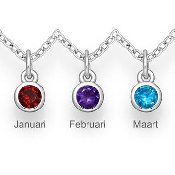 925 Zilveren geboorstesteen ketting, Verzenden, Nieuw, Zilver