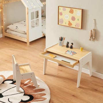 Kindertafel met kinderstoel Skinnskatteberg naturel en wit [, Verzenden, Nieuw