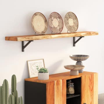vidaXL Wandschap rechthoekig natuurlijke rand 140x20x3,8 cm, Huis en Inrichting, Tafels | Eettafels, Verzenden, Nieuw