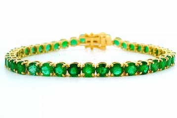 Armband - 14 karaat Geel goud - 10.18ct. tw. Smaragd -, Nieuw