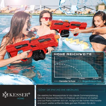 Waterpistool - Zwwer krachtig - Bereik 8 meter - Rood - KESS, Verzenden, Zo goed als nieuw