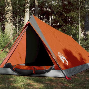vidaXL Tent 2-persoons waterdicht grijs en oranje, Caravans en Kamperen, Verzenden, Nieuw, Tot en met 2