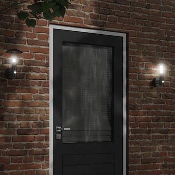 vidaXL Buitenwandlamp met sensor roestvrij staal zwart, Verzenden, Nieuw, Rvs, Wandlamp