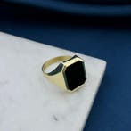 Gouden zegelring met onyx., Gebruikt, Overige kleuren, 20 of groter, Heer