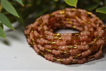 Waist Beads / Afrikaanse Heupketting - AGBUZA - Roze / goud, Ophalen of Verzenden, Nieuw