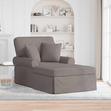 vidaXL Chaise Lounge met Rok 3 st Taupe Stof 91 x 157 x 91, Verzenden, Nieuw