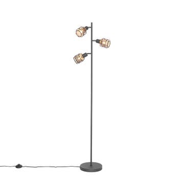 Design vloerlamp zwart met goud 3-lichts - Noud, Verzenden, Nieuw, Design