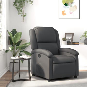 vidaXL Relaxfauteuil Grijs Echt Leer, Verzenden, Nieuw