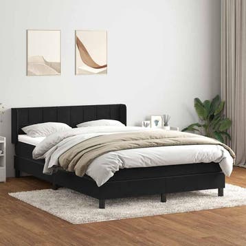 vidaXL Boxspring met matras fluweel zwart 160x210 cm, Verzenden, Zwart, Stof, Nieuw