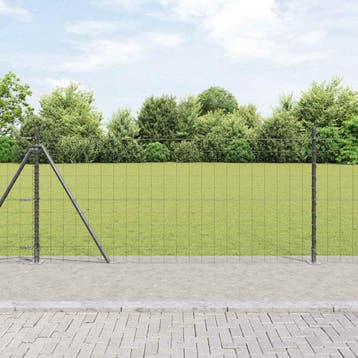 vidaXL Euro-hek met betonnen voetstuk 25 x 1 m PVC-Coated, Verzenden, Nieuw, IJzer