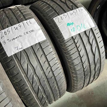 2 x Bridgestone 205-45-16 Zomerbanden 7mm, Gebruikt, 16 inch, Band(en), Personenwagen