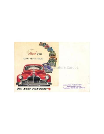 1945 PONTIAC FINEST OF THE FAMOUS SILVER STREAKS BROCHURE, Nieuw, Author