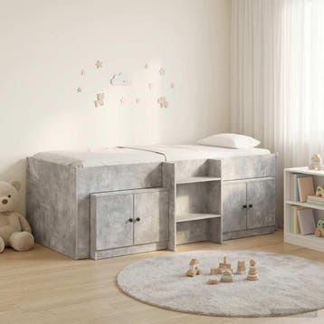 vidaXL Loft Bed Frame met Kast met opslag 3 st Betongrijs, Verzenden, Nieuw, Grijs, Hout