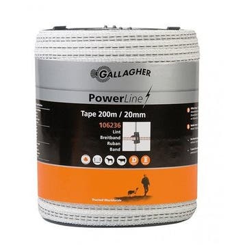 Gallagher PowerLine Lint 20mm Wit 200m, Ophalen of Verzenden, Nieuw