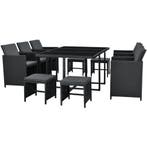 Polyrotan eetset - Baracoa XL - 11-delig - Zwart, Verzenden, Nieuw