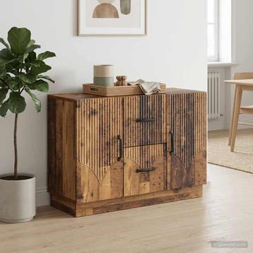 vidaXL Dressoir met lade Oud hout 89 x 34,5 x 57 cm Bewerkt, Verzenden, Nieuw, Overige houtsoorten, Minder dan 50 cm