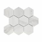 Mozaiek Hexagon Marmer Carrara 9.5x11 cm Mat Wit Prijs, Doe-het-zelf en Verbouw, Tegels, Ophalen of Verzenden, Nieuw
