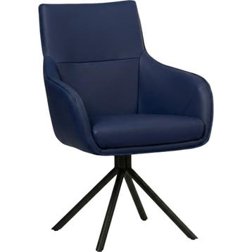 Leren draaibare eetkamerstoel Fancy - Toledo Kobalt (blauw), Nieuw, Leer, Ophalen of Verzenden, 90 cm of meer