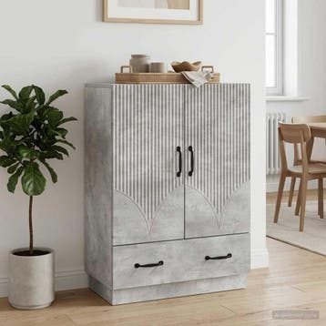 vidaXL Dressoir met lade Betongrijs 66 x 34,5 x 92 cm, Verzenden, Nieuw, Overige houtsoorten, Minder dan 50 cm