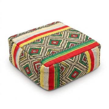 Poef - Accent - Wol - Marokkaanse Kilim poefhoes, Nieuw