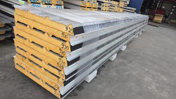 Dakplaten, sandwichpanelen, 80 mm, RAL 9006, 10st. 9300 mm, Verzenden, Nieuw