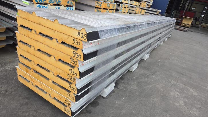 Dakplaten, sandwichpanelen, 80 mm, RAL 9006, 10st. 9300 mm, Doe-het-zelf en Verbouw, Platen en Panelen, Nieuw, Verzenden