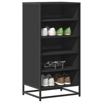 vidaXL Schoenenrek 48x38x97,5 cm bewerkt hout zwart, Verzenden, Nieuw